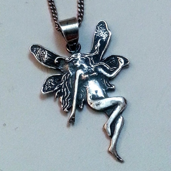 Vintage sterling fairy art nouveau female necklace - Picture 1 of 4